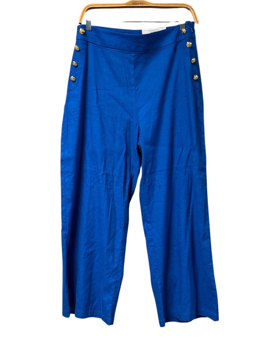 I.N.C. Women’s High-Rise Wide Leg Pants Linen-Rayon Blend Royal Blue Size 8 NWT